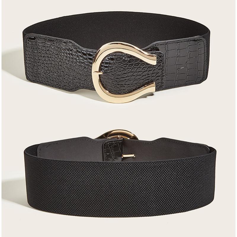 Buckle Fashion Gold Decoration Women Casual Wide Waist Belt For Use Daily