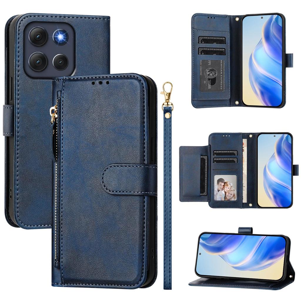 For Motorola Moto G86 5G Case Zipper Pocket Multiple Card Slots Leather Phone Cover