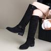 Pointed But Knee Boots Women's New Autumn and Winter Western Cowboy Pile Boots Thick Heel Knight Boots Large Size