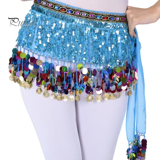 Belly Dance Skirt Sequin Tassel Waist Scarf Exotic Style Tie Up Adjustable Thin Skirt See-through Lace Stage Performance Cosplay Mini Skirt Apron Wrap