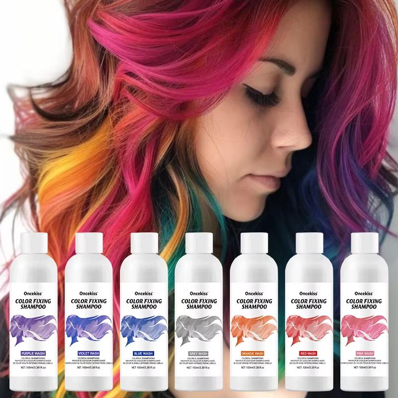 100 мл Фиксирующий цвет Фиолетовый Шампунь Сохраняет цвет Закрашивает Седые Волосы Убирает Желтизну После Осветления Краска Для Волос Долговечная Не раздражающая Уход