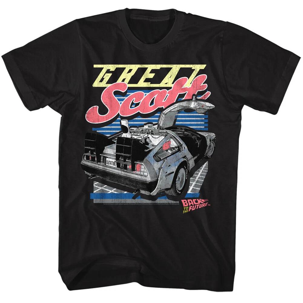 Back To The Future Movie Delorean Teleport Grid Great Scott Men's T Shirt