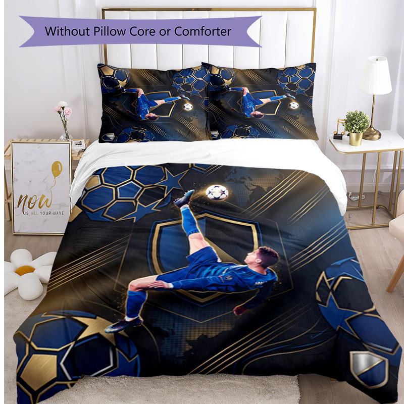 Cristiano Ronaldo Printed Bedding 3 Piece Set Cozy Breathable Bed Cover Set as Housewarming Holiday Gift