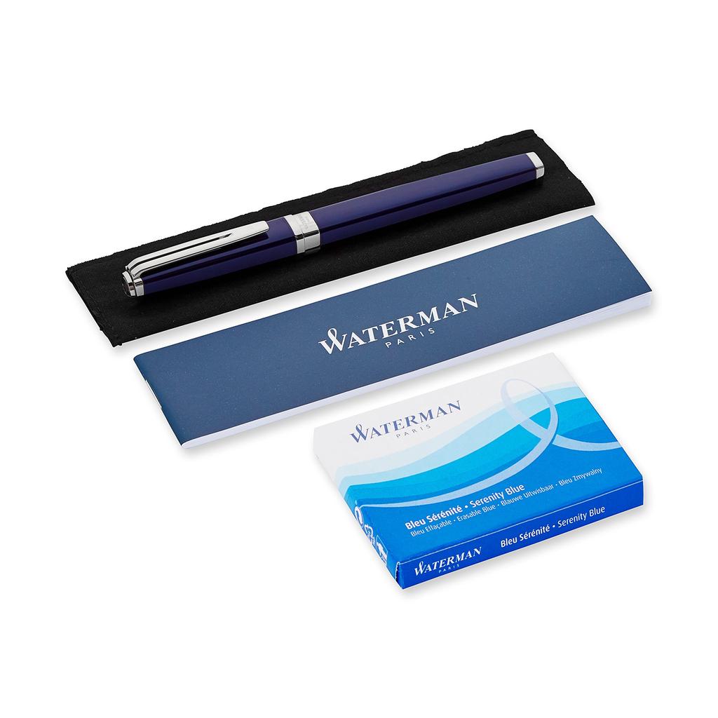 Waterman Перьевая ручка Exception Slim Deluxe Blue Lacquer ST с тонким кончиком и пером из 18-каратного золота в подарочной коробке, подлинная импортная S0637090