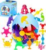 Bath Toys-27 PCS Suction Cup Toys Bath Toys Shower Toys for Kids Sensory Toys for Boys Girls, Mold Free Bath Toys Window Toys Silicone Sucker Toys