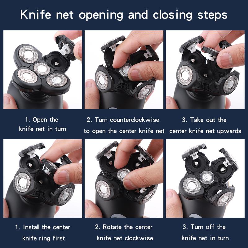 Электрическая бритва, перезаряжаемый станок для бритья лысины, триммер для бороды, многофункциональный набор для ухода, электробритва, влажная и сухая для мужчин