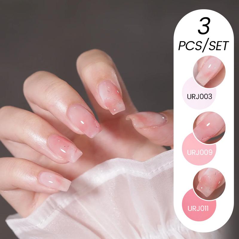 Nail Art Ice Прозрачный набор из 3-х лаков для ногтей, популярный прозрачный клей для лака для ногтей Nude Whitening Powder