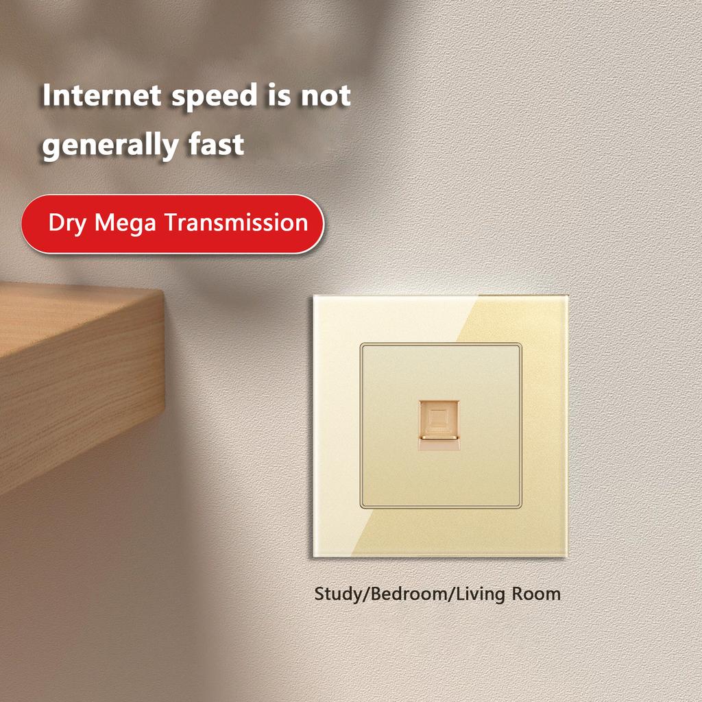 Cat6 Rj45 настенная розетка сетевая розетка с телевизором настенная двойная розетка для передачи данных телефонная панель из закаленного стекла настенная компьютерная сетевая розетка