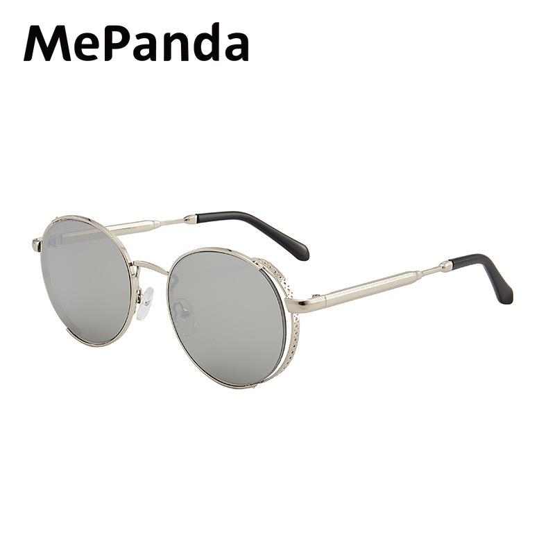 MePanda унисекс, персонализированные спортивные солнцезащитные очки в круглой оправе из металла в стиле панк, UV400