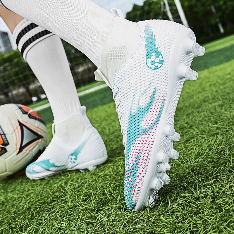Мужские футбольные бутсы с высокими носками 33-45, молодежная спортивная обувь, футбольные тренировочные кроссовки, детские футбольные бутсы для художественного макияжа, газона