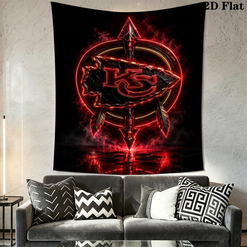 Kansas City Chiefs Wall Tapestry Aesthetic Wall Hanging Printed Fabric Blanket Decorative Tapestries for Bedroom Living Room Home Decor