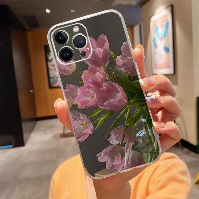 Чехол для телефона с тюльпанами для iphone 17 Pro Max Air 16 15 14 13 Pro Max 15 16 Pro 15Plus