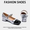 Square head small fragrant style single shoes women's thick heel 2025 spring light mouth French word with color matching Mary Jane shoes fairy style