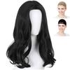 Парик для косплея CaseEden, Длинные волнистые волосы, 45 см, Термостойкий, Черные волосы, В комплекте 2 сетки для парика