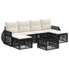 Garden Sofa Set 7 pcs. Black and Cream White Poly Rattan