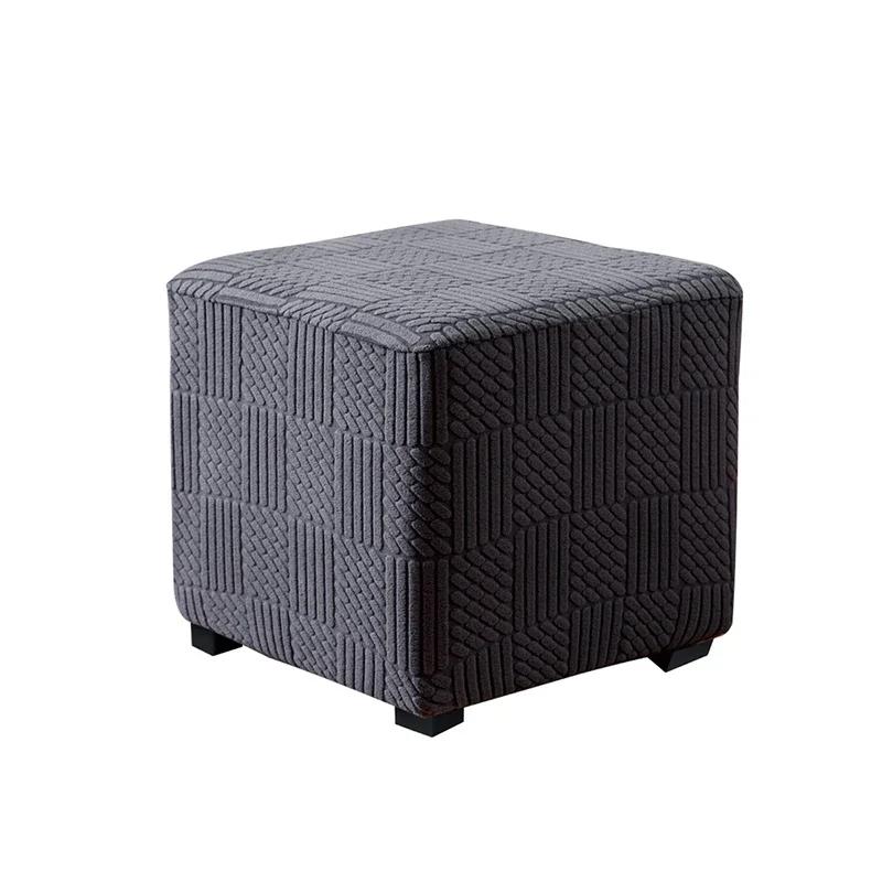 Elastic Square Ottoman Stool Cover Solid Color Stretch Spandex Footrest Covers Footstool Dustproof Protect Case Home Decor