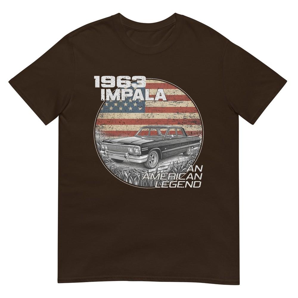 Флаг США 1963 63 Impala Силуэт Muscle Car Футболка
