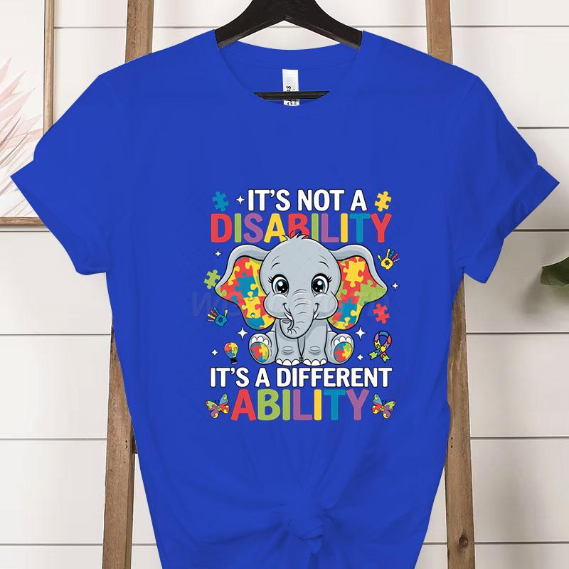 Its A Different Ability Autism Teacher Shirt Autism Awareness Cartoon Design Woman Tshirts Special Education Gift Classic Tops