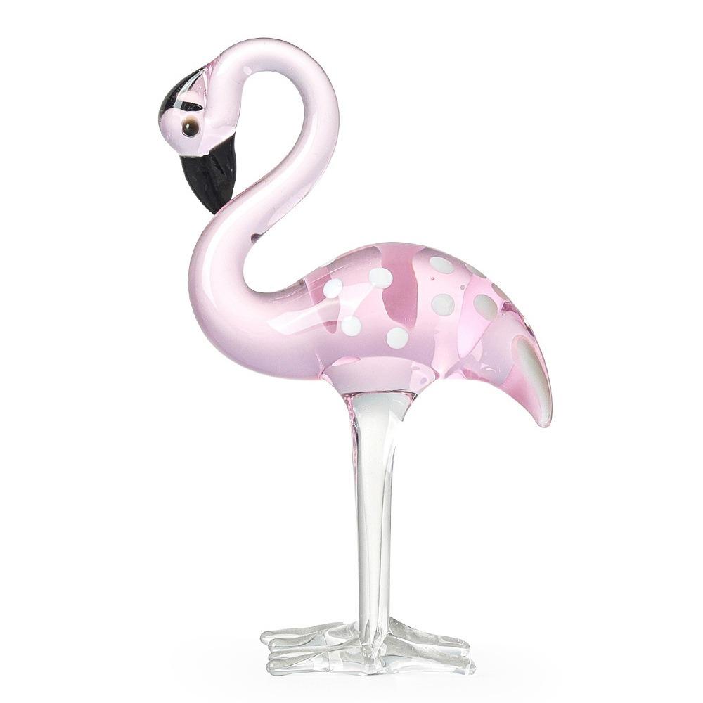 Handmade Art Simulated Pink Flamingo Cute Animal Sculpture Creative Glass Flamingo Figurines Home