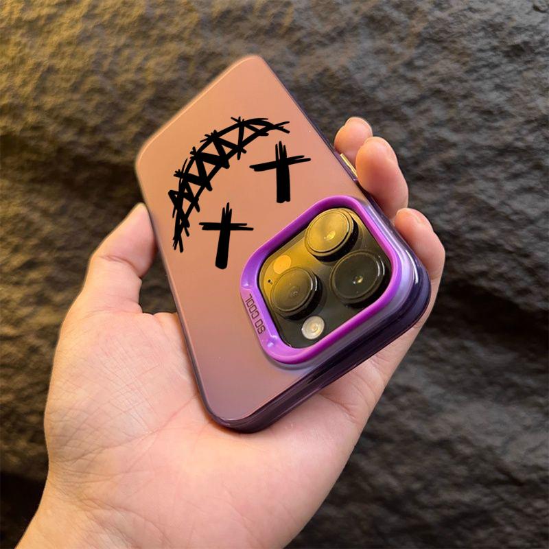 Smiling Devil Print Electroplate Silver IMD Phone Case For iPhone 16 15 14 13 12 11 Pro Max 7 8 Plus X 16E Shockproof Hard Cover