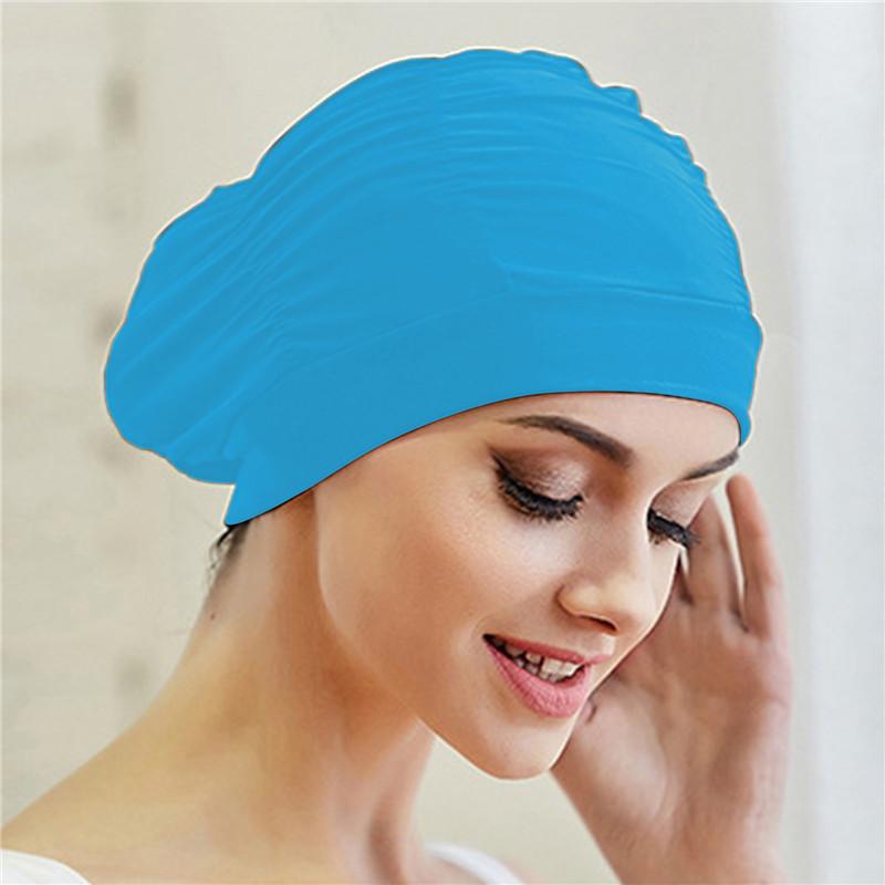 Pleated Cloth Swimming Cap To Increase The Head Circumference Long Hair Ear Protection Swimming Spa Unisex Swimming Cap