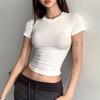 Women Sexy Summer Crewneck Crop Top Fashion Casual Slim Fit T-shirt Short Tight Workout Basic Bottoming Shirt