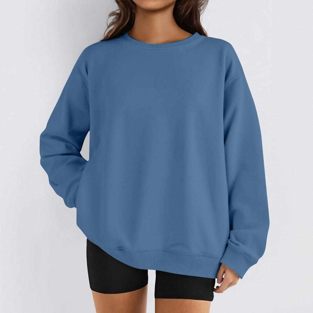 Женские зимние топы, женская толстовка с длинным рукавом, повседневная, с круглым вырезом, свободный крой, флисовые топы Pollover