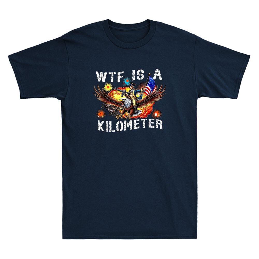 Retro Wtf Is A Kilometer Funny Meme Humor Patriotic American Quote Men's T-Shirt
