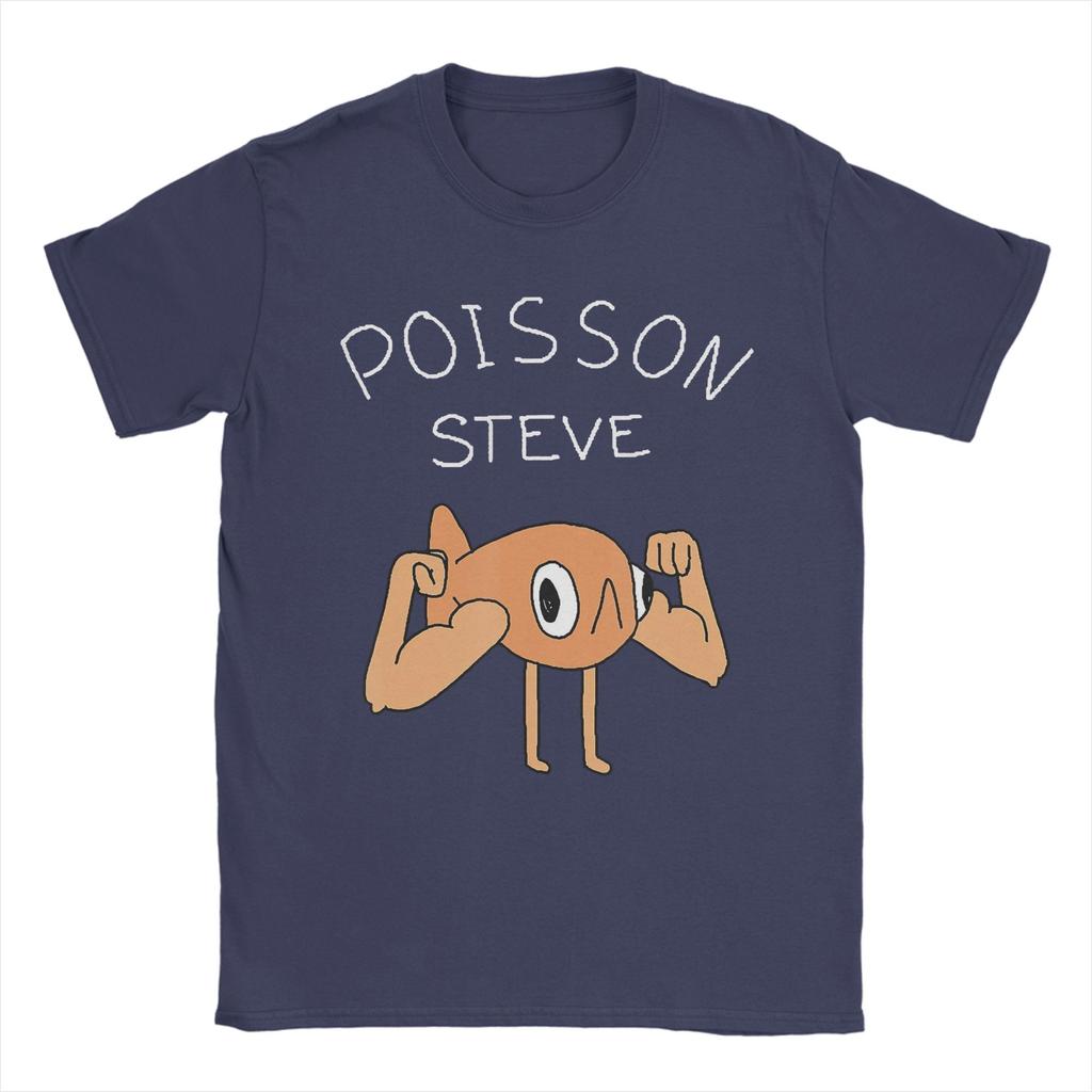 Fish Le Poisson Steve Meme Men T Shirt Casual Tee Shirt Short Sleeve Round Neck T-Shirts Pure Cotton Birthday Present Clothes