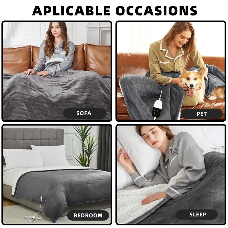 Electric Throw Blanket for Sofa - 6 Heat Settings, 10H Timer Auto Shut Off, Machine Washable