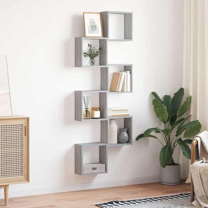 VidaXL Wall Cube Shelves 6 Pcs Sonoma Grey 30x15x30 Cm, Cube-shaped Storage, Cube-shaped Organizer, 815884