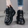 Women Dark Punk Chunky Shoes Platform Ankle Boots Gothic Style Lace Up Shoes Metal Motorcycle Boots Round Toe Chunky Boots
