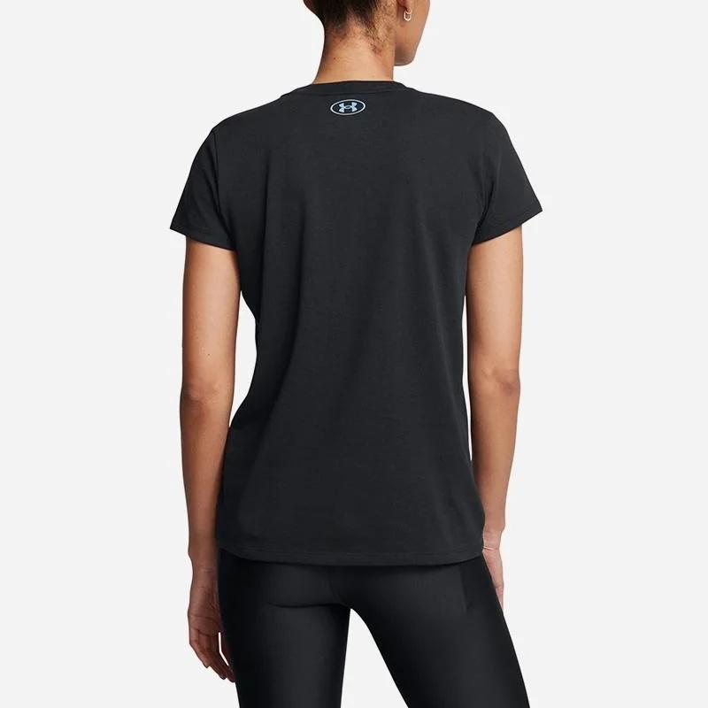 (WMNS) Женская футболка Under Armour Project Rock Underground Core 'Черно-синяя' 1382708-001