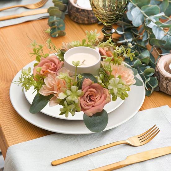 Менора Гирлянда Кольца Свечи Шелковый Цветочный Венок Гирлянда для Свадебной Столб Реалистичный