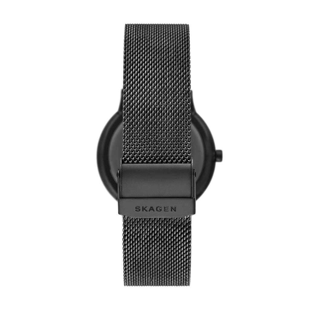 RIIS Часы с тремя стрелками, стальной сетчатый ремешок, цвет: угольный