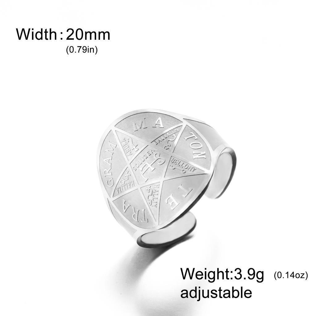 COOLTIME Pentagram of Solomon Ring Stainless Steel Adjustable Supernatural Magician Amulet Ring Jewelry Gift for Women Men