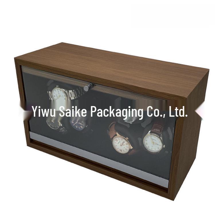 In-Stock Black Walnut 6-Watch Automatic Winder - 2 Sets of 3-Watch Electric Mechanical Winders.