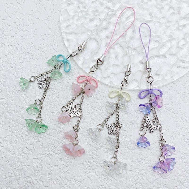 Модный кулон с кисточкой в виде бабочки в виде ландыша, милый брелок для мобильного телефона, ремешок для сумки, украшения, подарки