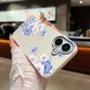 Кожаный текстурный мягкий чехол TPU для iPhone 16 15 14 Pro Max 14 Plus 13 12 Pro Max 11 синий цветочный узор противоударный чехол для телефона