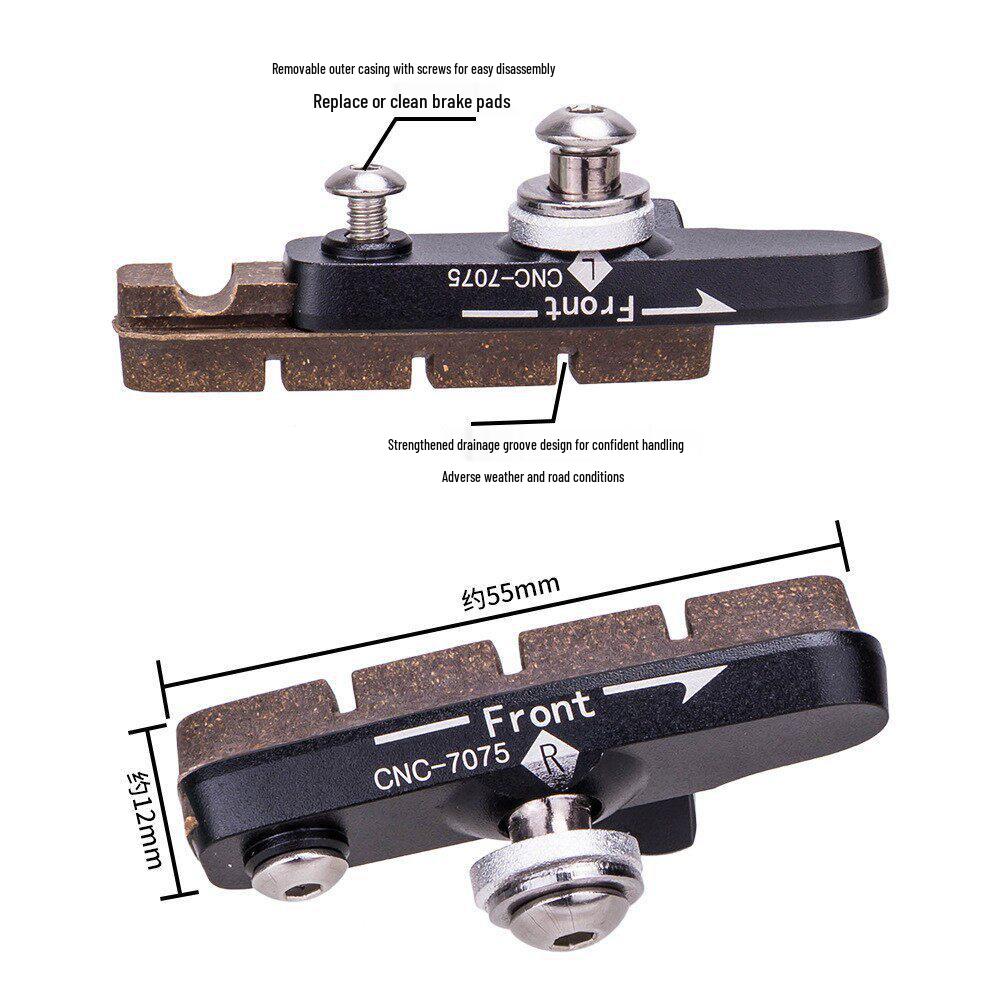 Алюминиевый CNC-фрезерованный тормоз для шоссейного велосипеда со сменными колодками