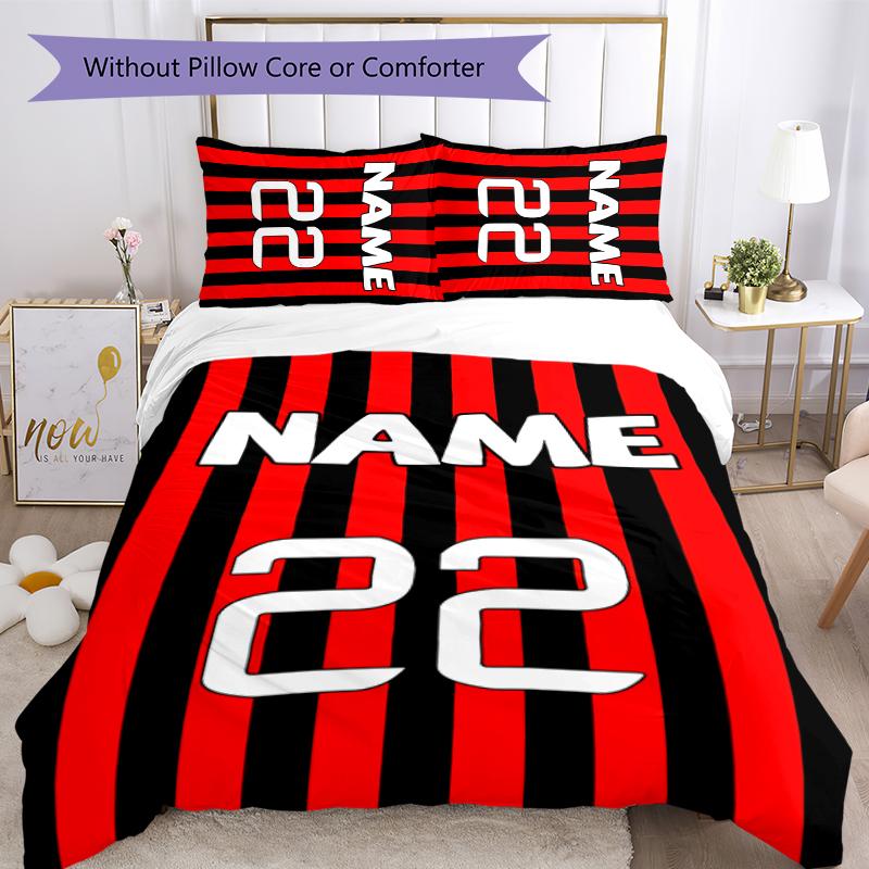3pcs Custom Name Football digital jersey Bedding Set Duvet Cover Closure Includes 1 Duvet Cover & 2 Pillowcases for All Seasons Bedroom Decor