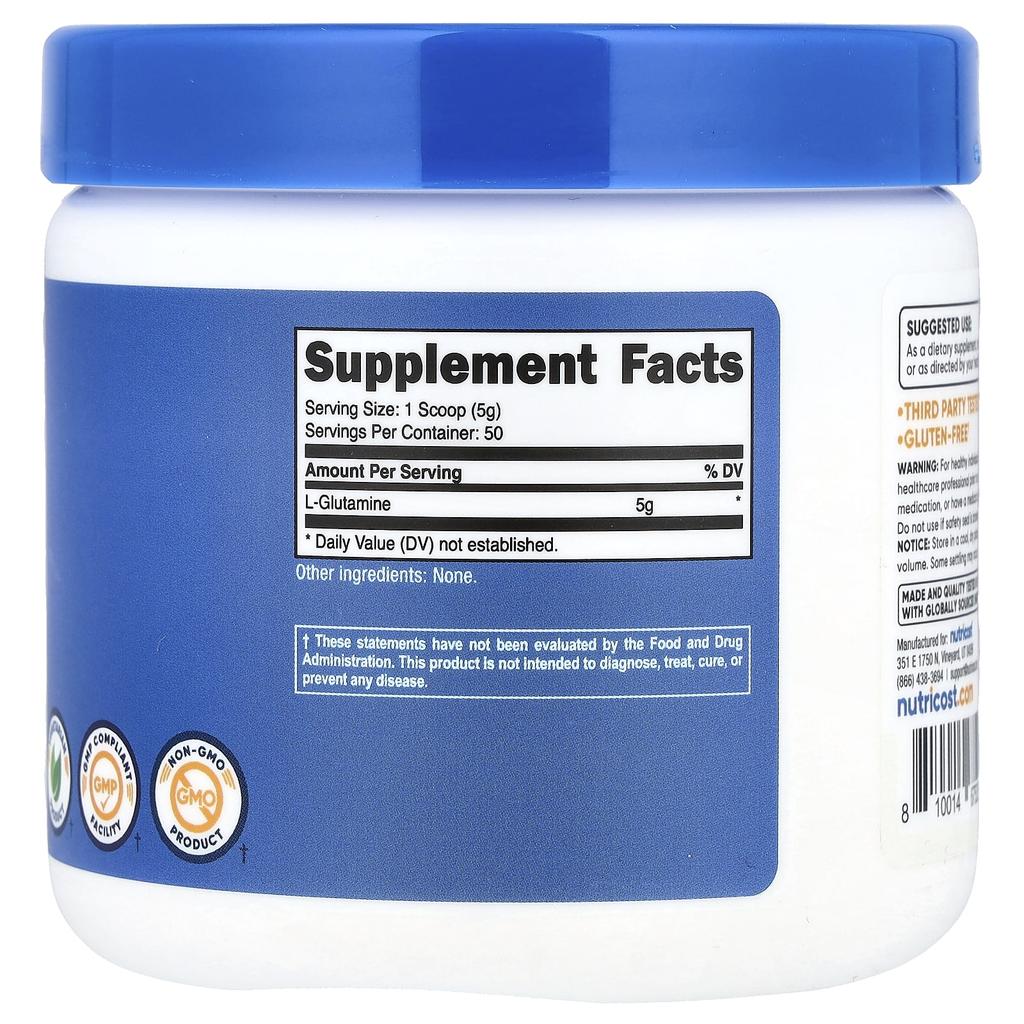 Nutricost L-Glutamine, Unflavored, 250g (8.9oz)