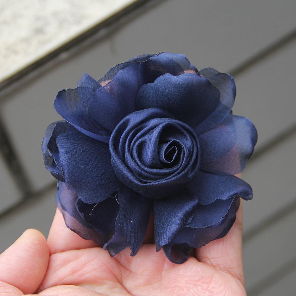 5Pcs 8cm Silk Roses Flower Head Organza Burnt Fabric Hair Flowers Women Hair Accessories