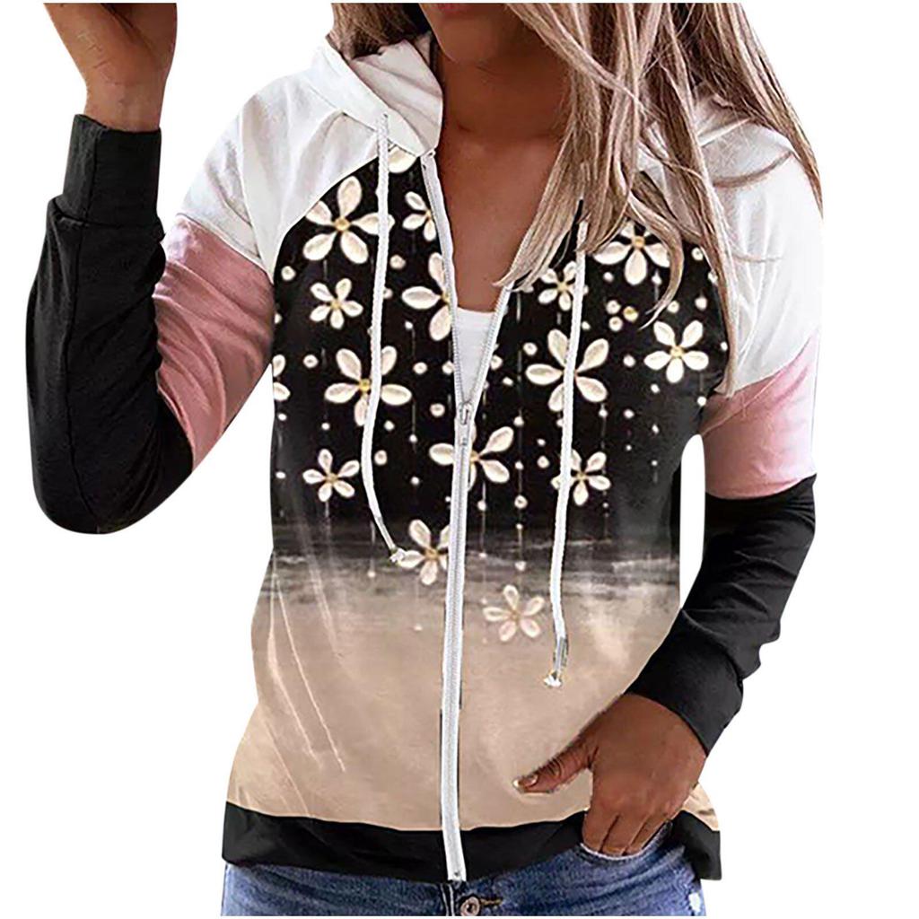 Женская толстовка с капюшоном на молнии с европейским и американским принтом осень/зима