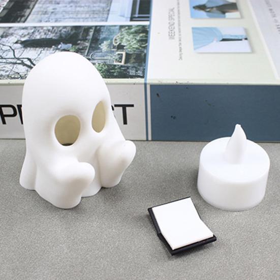Yousheng Halloween Ghost Reading Night Light Plastic Black Screaming Ghost Statue Jointed Pumpkin Collectible Figure for Halloween Desk Shelf Home