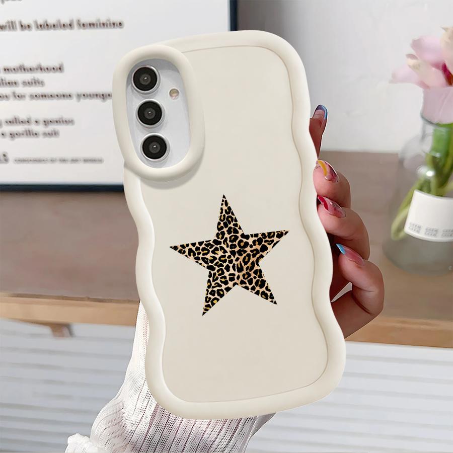 Мягкий чехол для телефона для Samsung Galaxy A14 A16 A15 A21s A11 A13 A52 A12 A04 A22 A23 A53 A03 A06 A05 A33 Дизайн Леопардовая Звезда