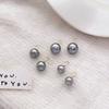 Ретро темперамент нежные круглые серые жемчужные серьги, простые ежедневные commuting легкая легкая роскошь высококачественный ушной крючок женщина