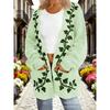 Womens Oversized Knit Cardigan With 3D Print Pocket Detail Loose Fit Long Sleeve Open Front Sweater