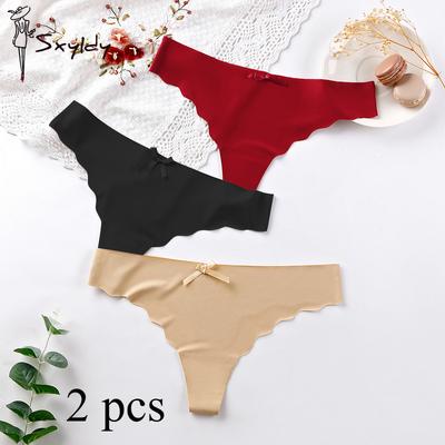 2 шт./компл. M-XL женские сексуальные трусики-стринги упаковка нижнего белья 8 однотонных цветов стринги бант ледяное шелковое нижнее белье леопардовые трусы
