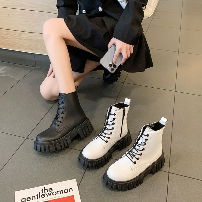 Тонкие трендовые британские ботильоны на толстой подошве, увеличивающие рост, повседневные, короткие ботинки-мартенсы, одинарные ботинки, женские, новые, лето 2025